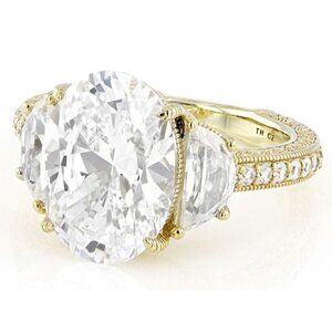 Judith Ripka 12.39CT 14K Gold Clad Sterling Silver Toujours Ring Size 9